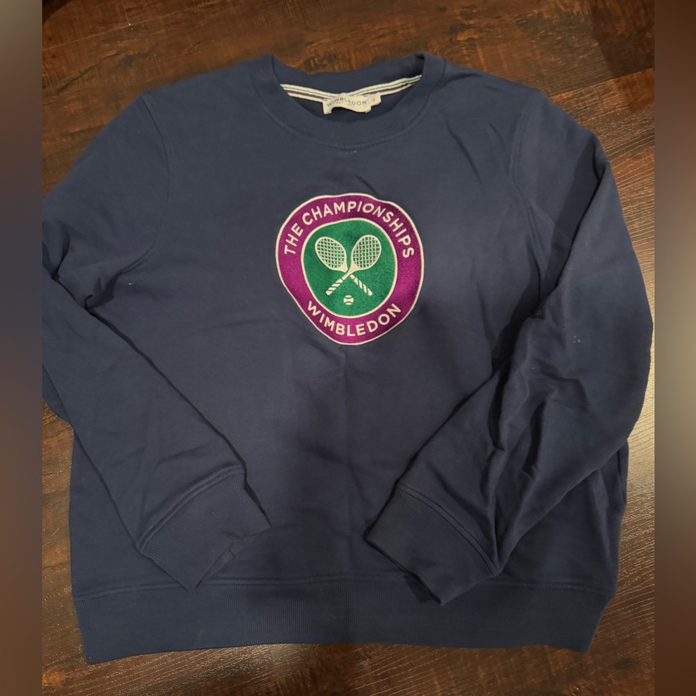 Wimbledon Navy Sweatshirt with Purple & Green Logo